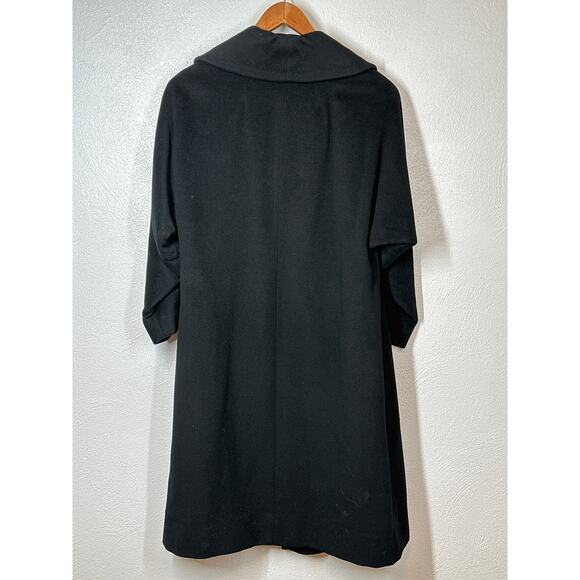 VTG 100% Chinese Cashmere Trench Coat M Black Ultra Soft Lined Luxury Minimalist - Picture 6 of 13